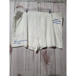 Grayson Threads‎ Womens 3X Cream Fleece Graphic Lounge Shorts NWT White Comfort